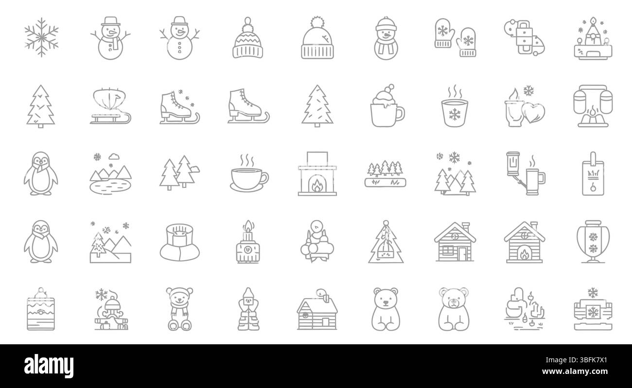 Ensemble minimal d'icônes linéaires d'hiver – vectoriel de style Collection de temps froid, neige, vacances et éléments saisonniers pour l'interface utilisateur, l'infographie, le Web Illustration de Vecteur Ensemble minimal d'icônes linéaires d'hiver – vectoriel de style Collection de temps froid, neige, vacances et éléments saisonniers pour l'interface utilisateur, l'infographie, le Web Illustration de Vecteur