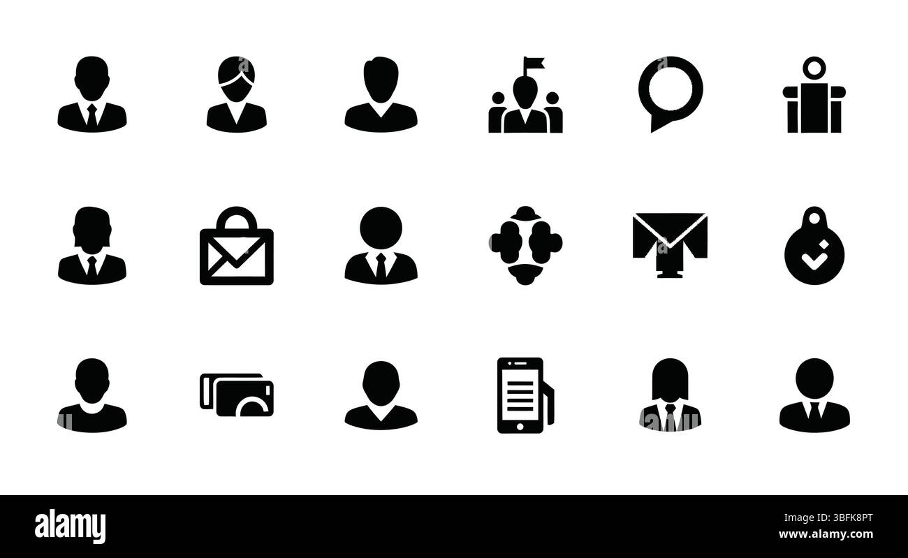Jeu d'icônes utilisateur – symboles profil, compte, personne et avatar Illustration de Vecteur