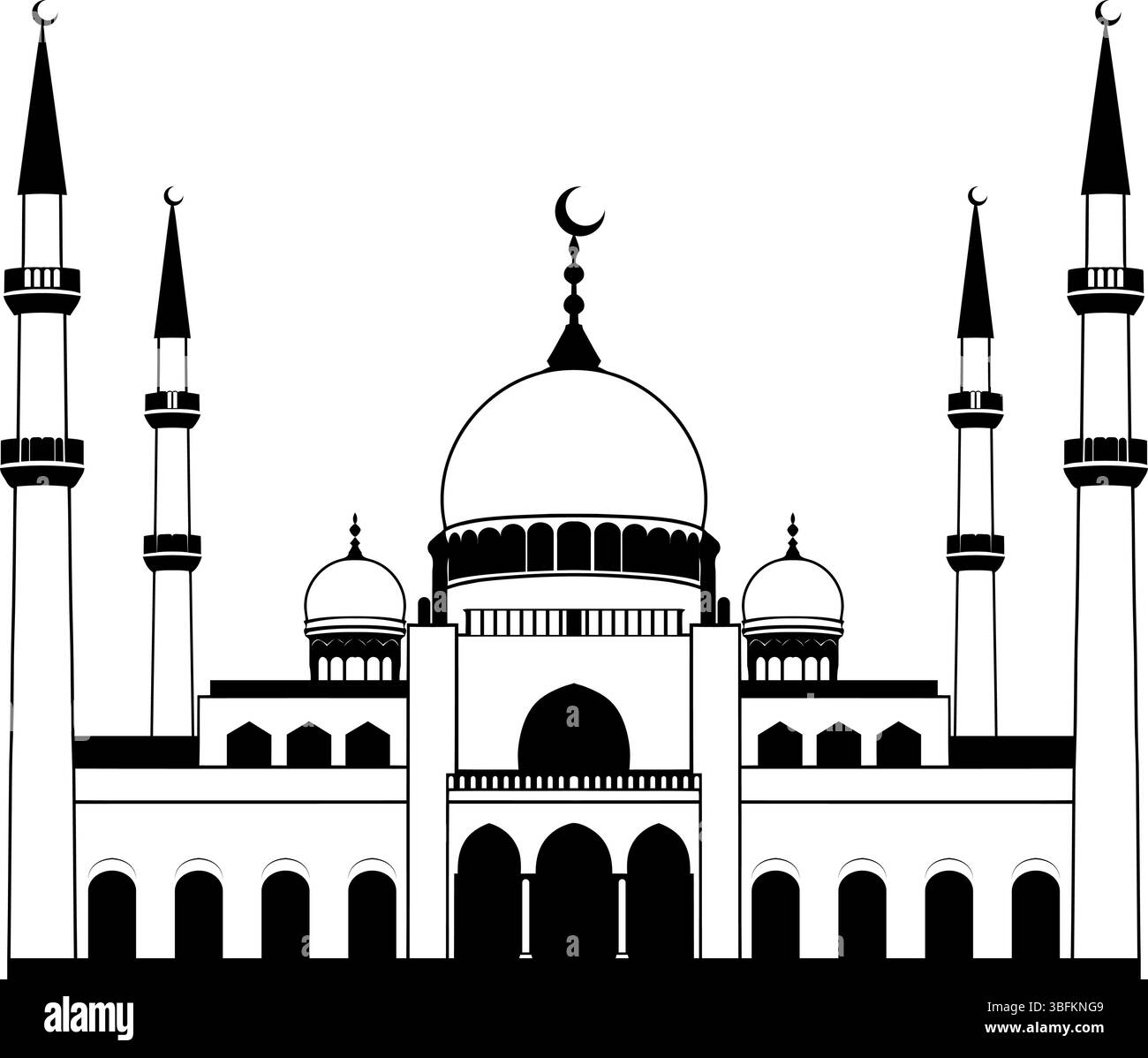 Art détaillé de la ligne de mosquée - contour de l'architecture islamique Illustration de Vecteur
