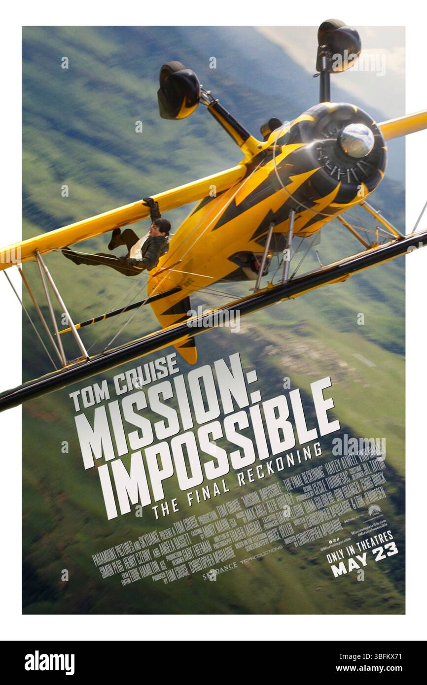 Mission : impossible - The final Reckoning (2025) réalisé par Christopher McQuarrie et mettant en vedette Tom Cruise. La huitième et peut-être la conclusion de cette franchise d'espionnage bourrée d'action réussie. Affiche US One Sheet ***USAGE ÉDITORIAL SEULEMENT***. Crédit : BFA / Paramount Pictures Banque D'Images