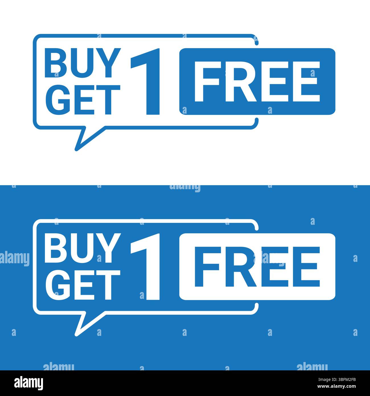 blue buy one get one free étiquettes avec la conception de bulle de discours utilisé pour les promotions et les rabais commerciaux Illustration de Vecteur