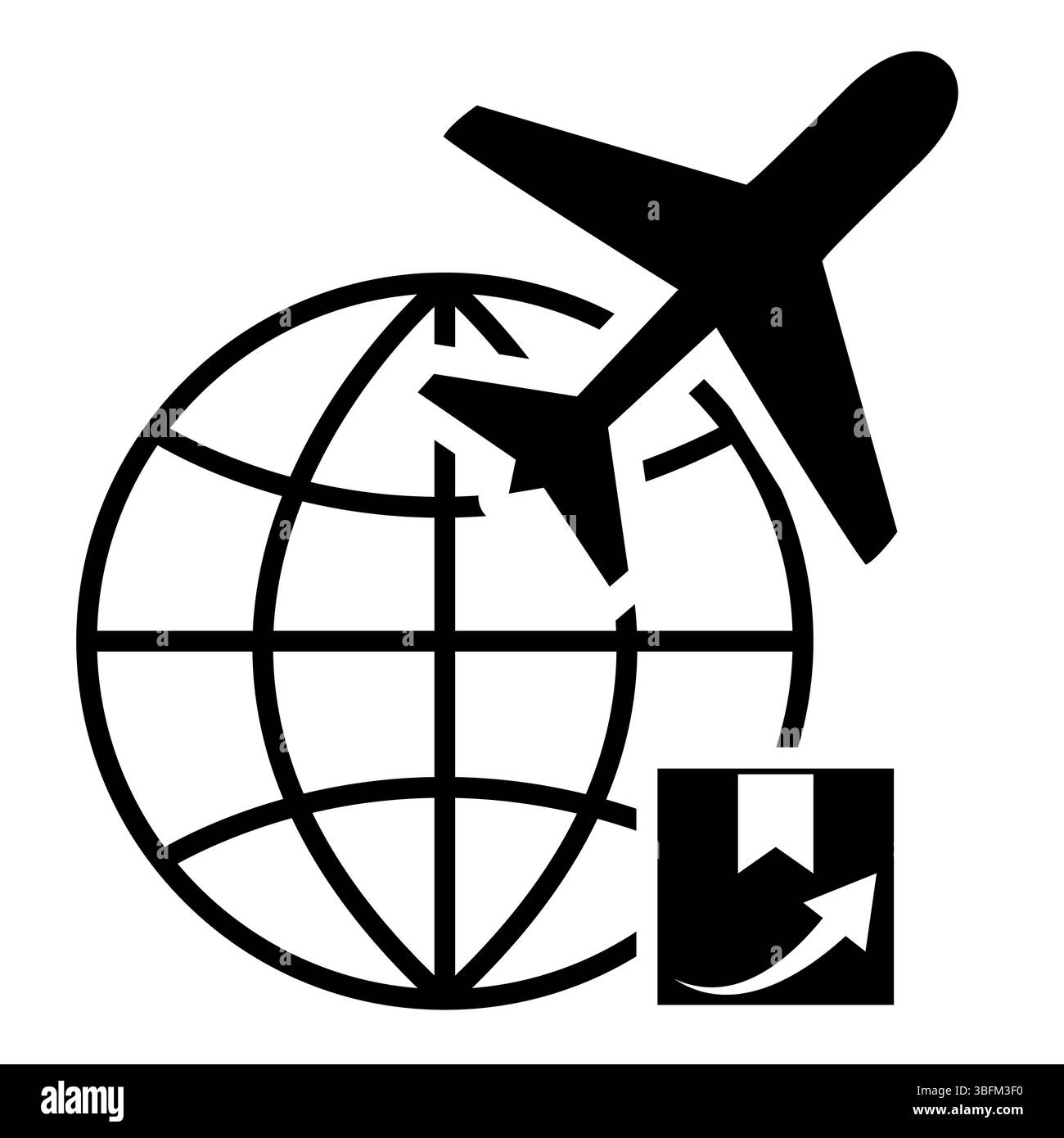 Icône de livraison du plan. Enseigne mondiale de livraison d'avion. Symbole de fret aérien mondial. style plat. Banque D'Images