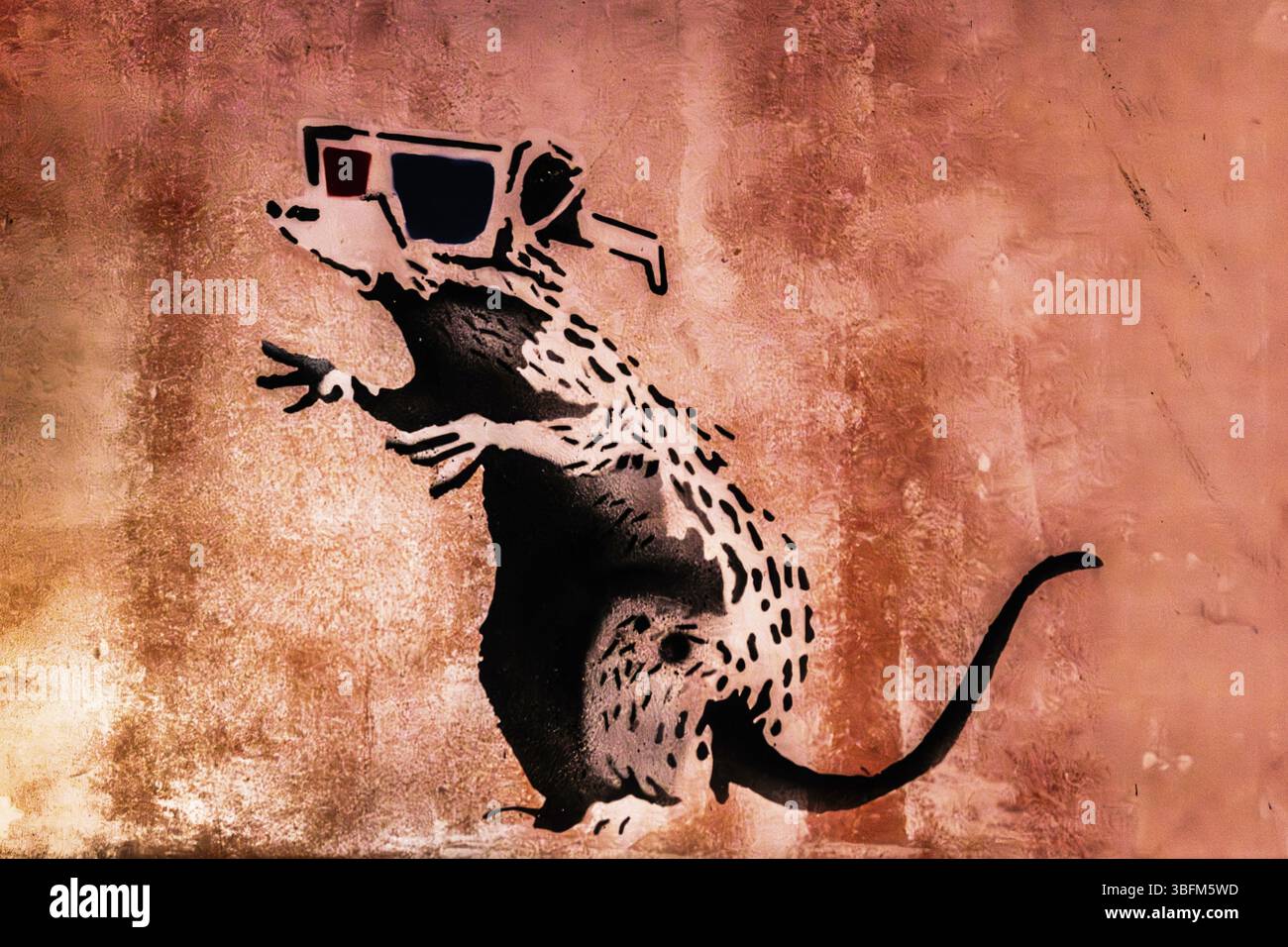 Banksy - rat avec des lunettes 3D, exposition le monde de Banksy Banque D'Images