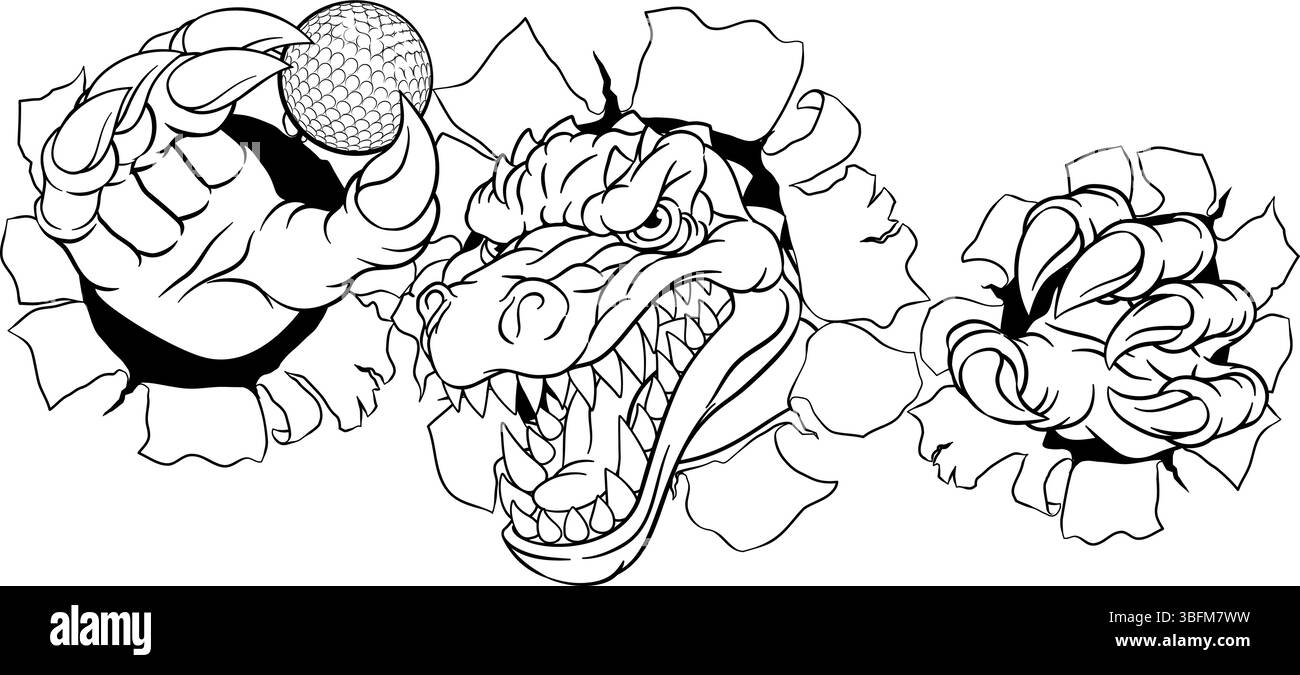 Crocodile Dinosaur Alligator Golf Mascot Sports Illustration de Vecteur