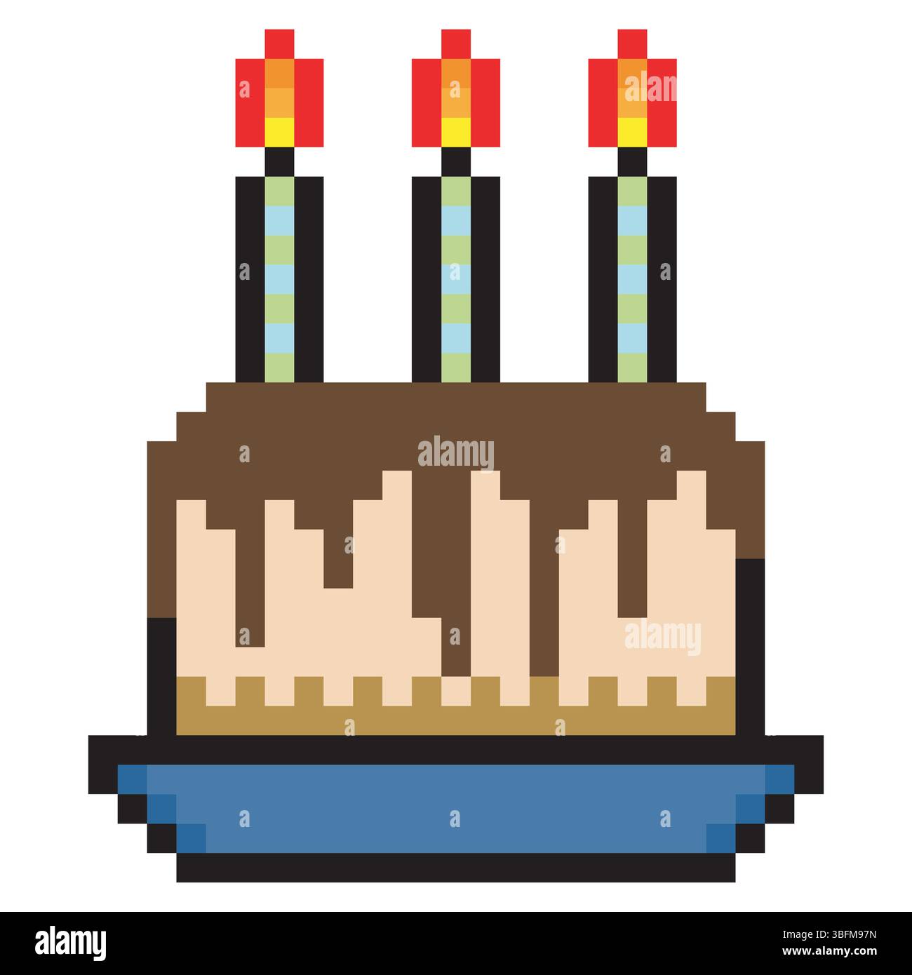 Gâteau d'anniversaire dans le style pixel art Illustration de Vecteur