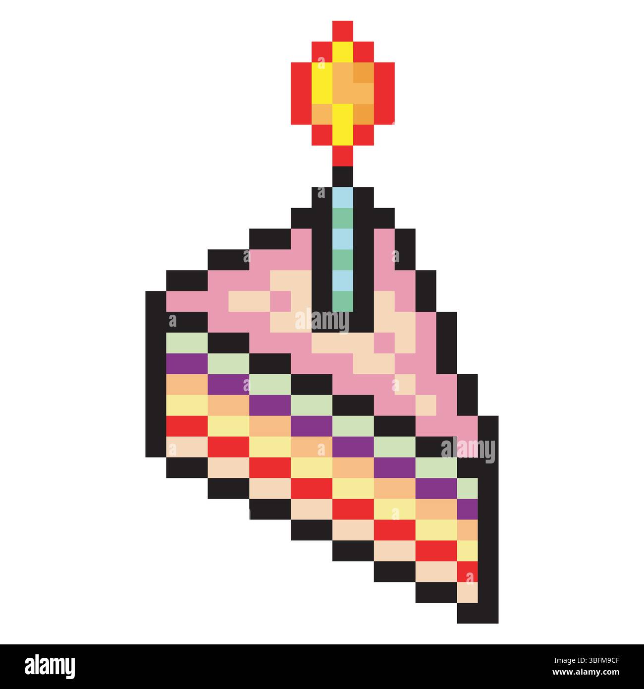 Pièce de gâteau d'anniversaire pixel art Illustration de Vecteur