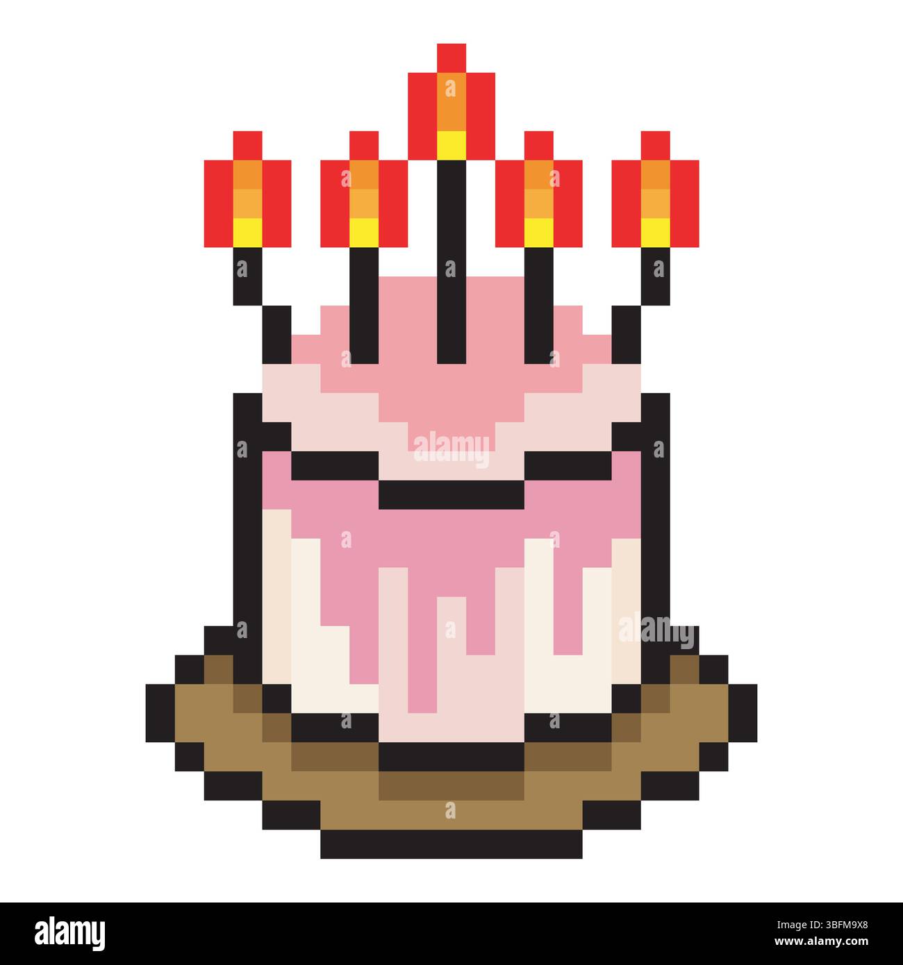 Gâteau d'anniversaire dans le style pixel art Illustration de Vecteur