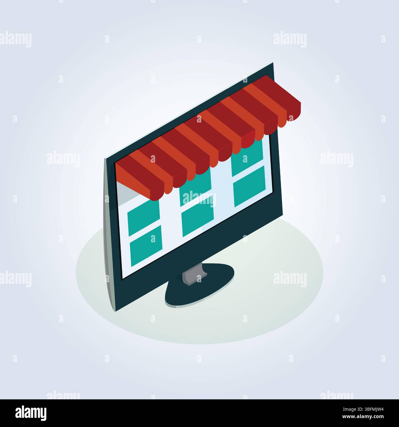 Surveillez la navigation en ligne signe d'achat e-commerce avec un fond abstrait Illustration de Vecteur