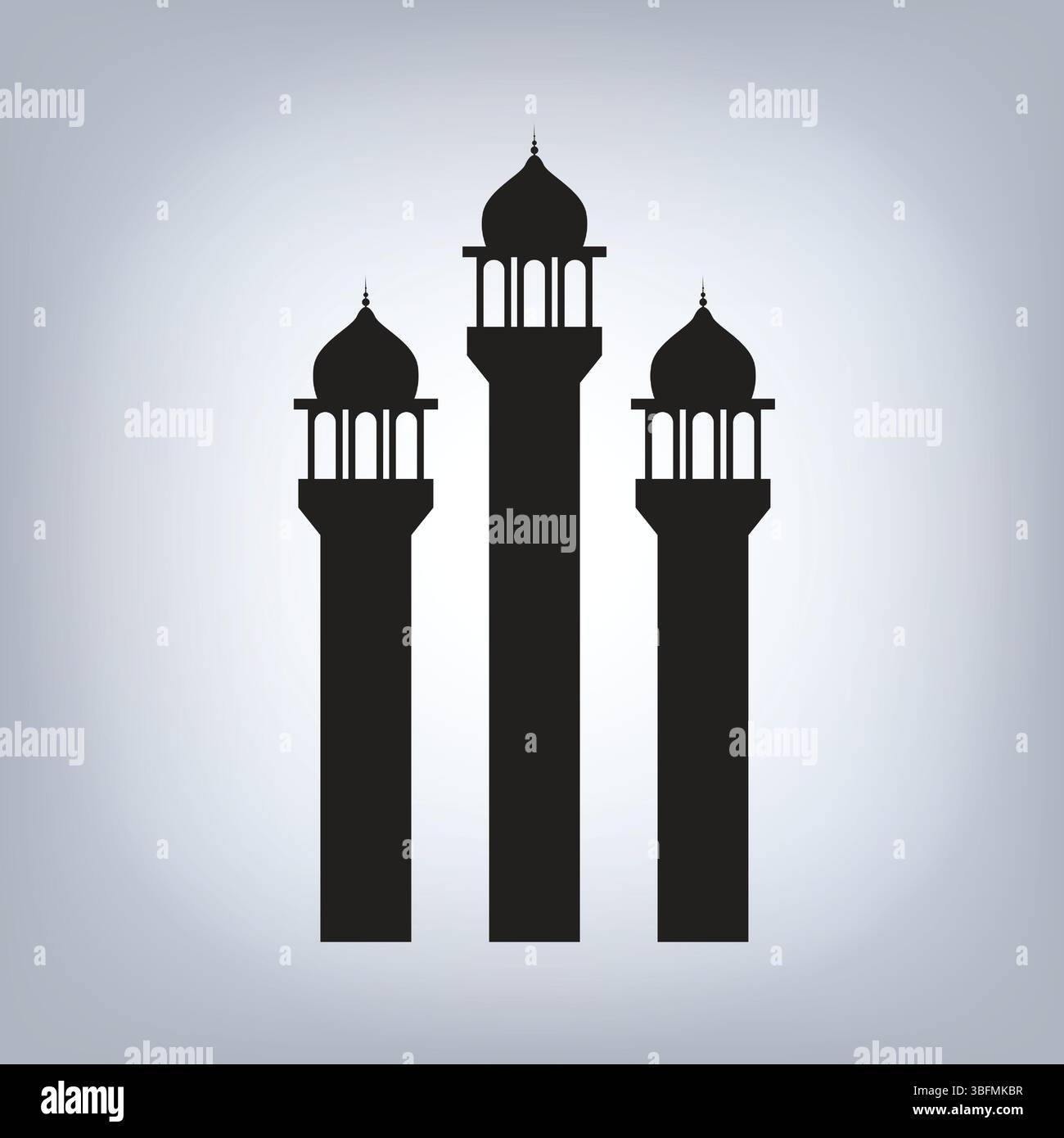 Masjid minar en art de couleur noire avec un fond abstrait Illustration de Vecteur