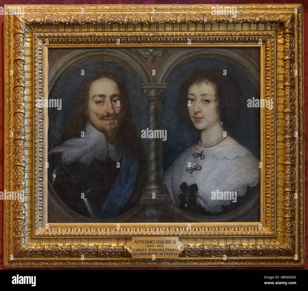 Anthony van Dyck, double Portrait de Charles Ier d'Angleterre et Henriette Marie de France, début du XVIIe siècle. Galerie Palatina, Florence, Italie. Banque D'Images