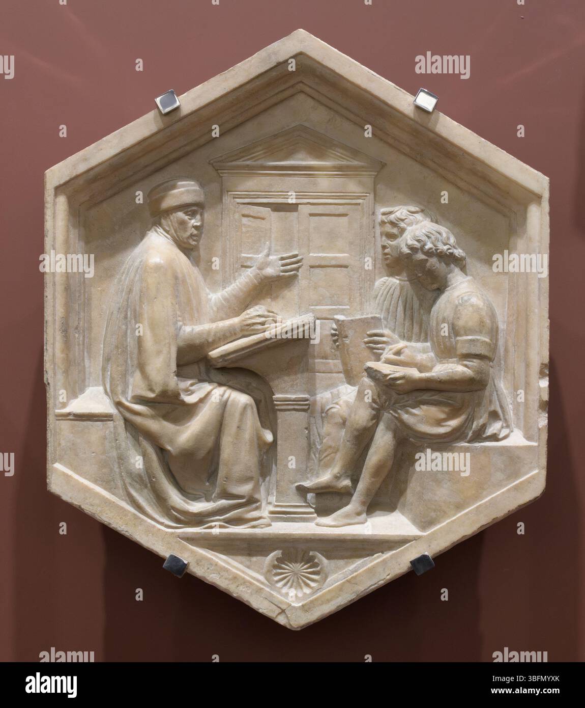 Relief hexagonal de la série inspirée de la Genèse sur le Campanile de la cathédrale de Florence, Florence, Italie Banque D'Images