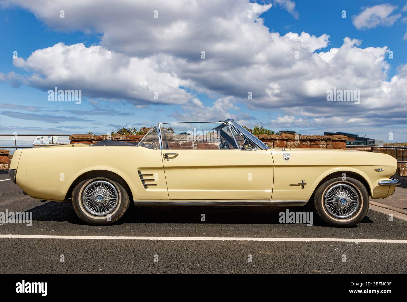 Vintage jaune clair classique cabriolet des années 1960 Ford Mustang Banque D'Images