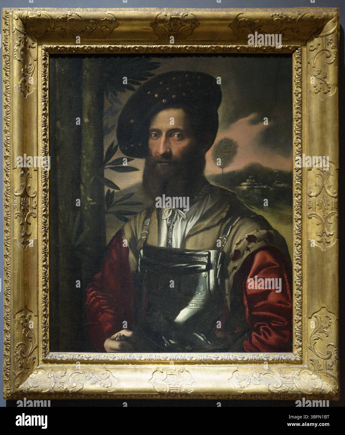 Dosso Dossi, Portrait d'un guerrier, Galerie des Offices, Florence, Italie. Banque D'Images