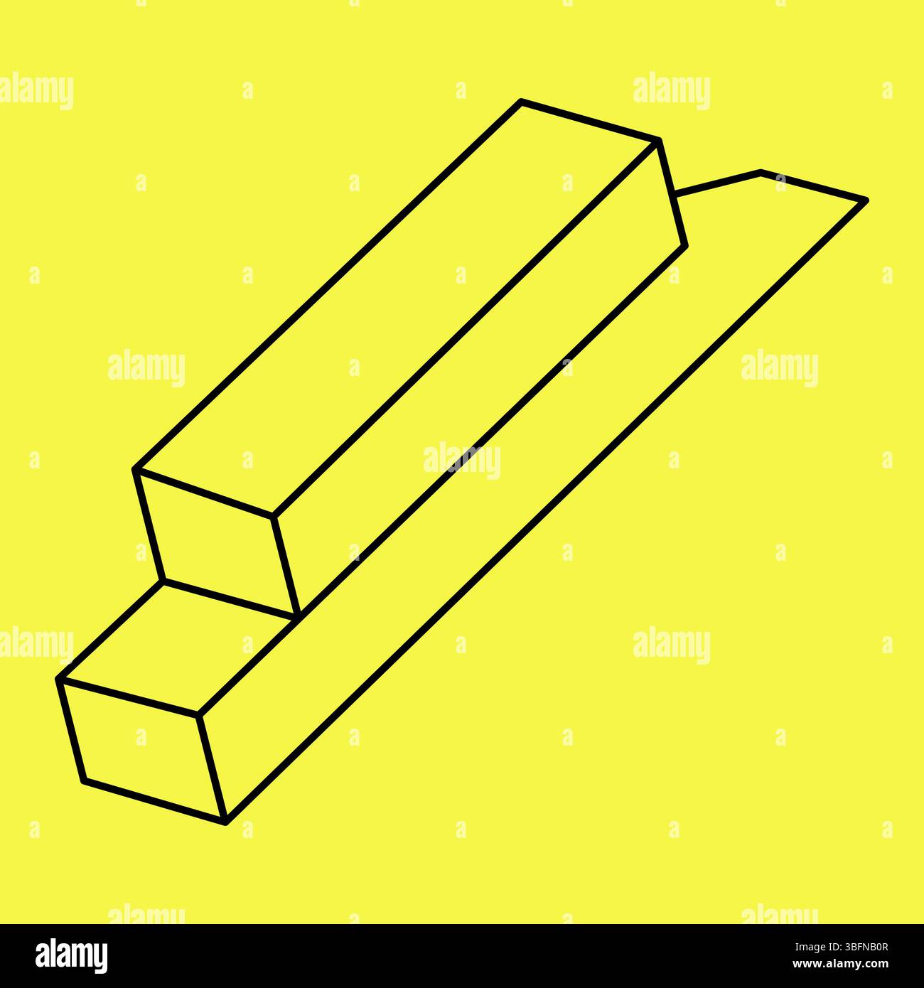 Formes impossibles. Figure de géométrie sacrée. Illusion d'optique. Objet géométrique éternel abstrait. Forme géométrique impossible sur fond jaune. Illustration de Vecteur