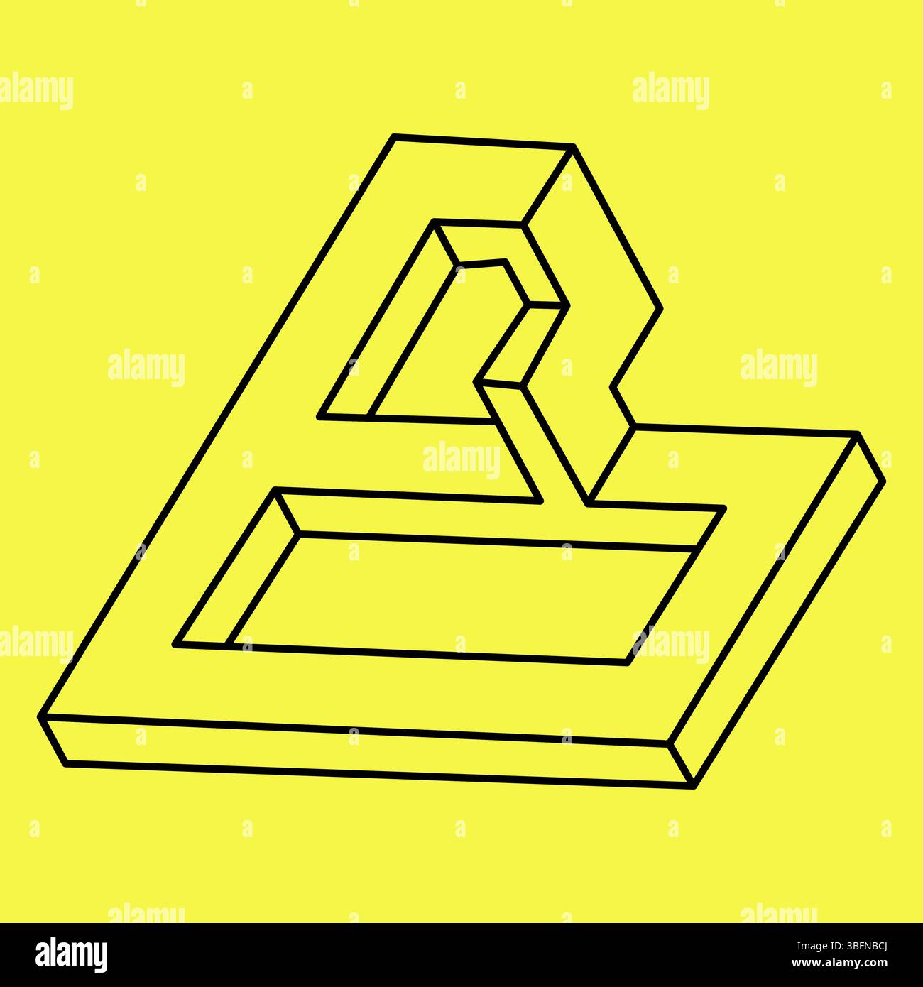 Formes impossibles. Conception de ligne. Isolé sur fond jaune. Illustration vectorielle. Objets d'illusion optique. Figurines d'op art. Géométrie. Illustration de Vecteur
