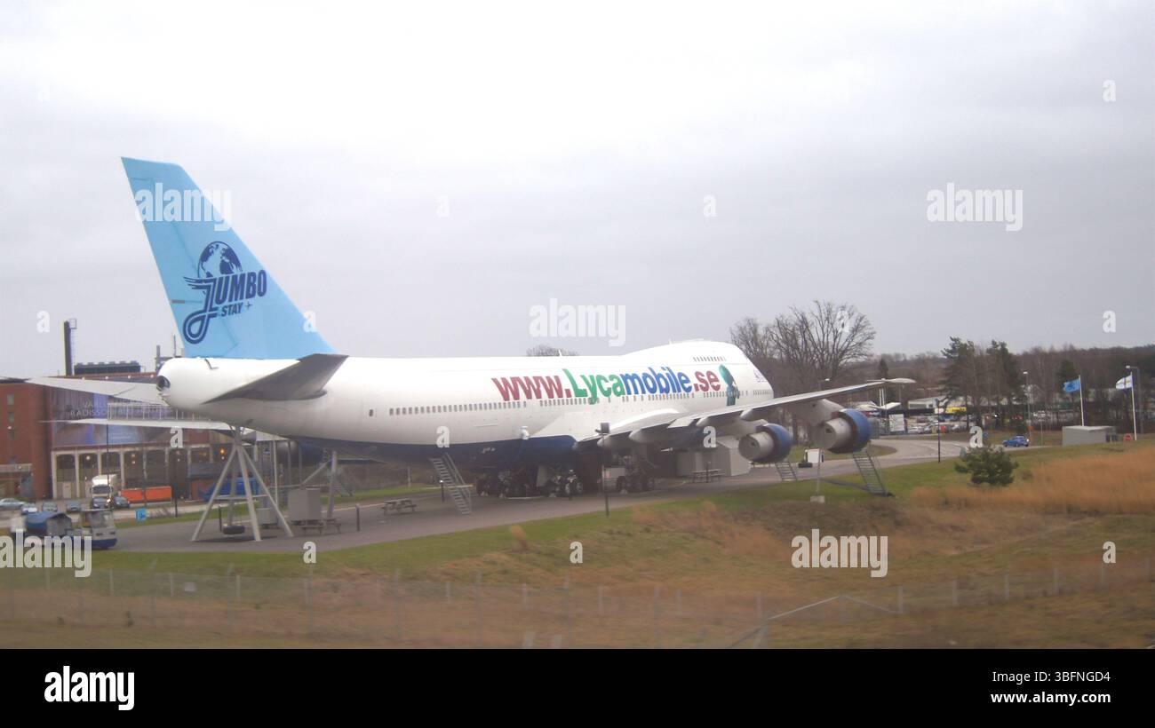 Stockholm, Suède, 10 décembre 2015 : reconverti en auberge Boeing 747 à l'aéroport de Stockholm Banque D'Images