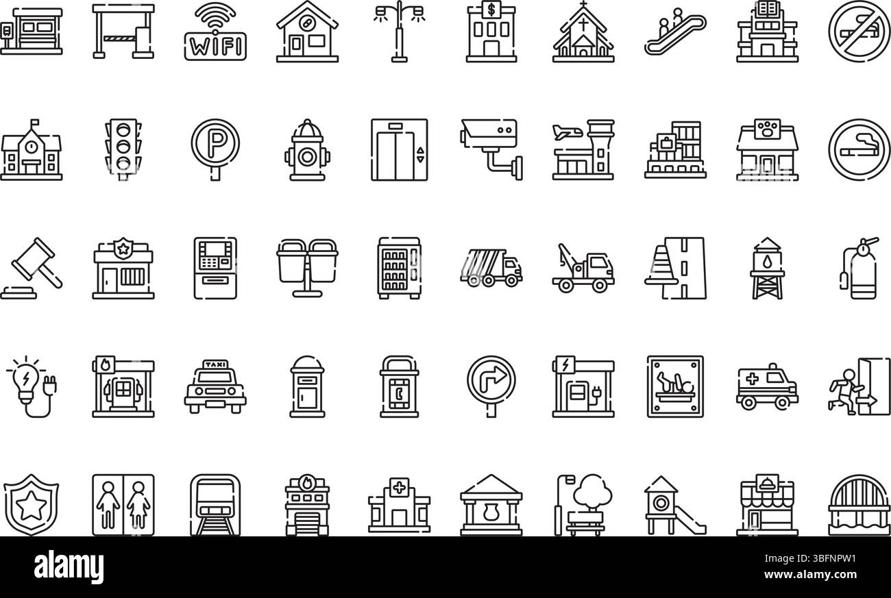 Icônes des services publics icônes icône vectorielle simple. Modèle de conception de symbole d'illustration pour élément d'interface utilisateur mobile Web. Illustration de Vecteur