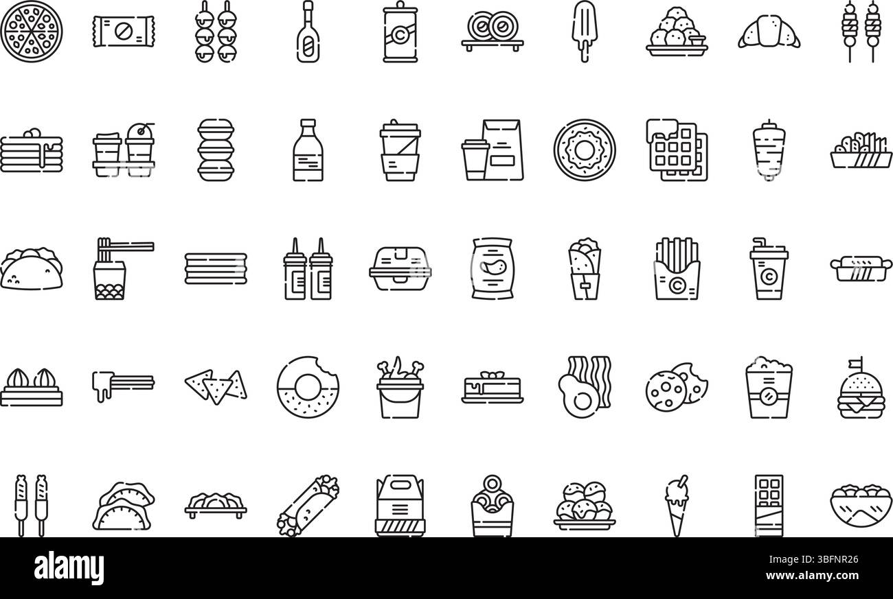 Icônes de restauration rapide icônes icône vectorielle simple. Modèle de conception de symbole d'illustration pour élément d'interface utilisateur mobile Web. Illustration de Vecteur