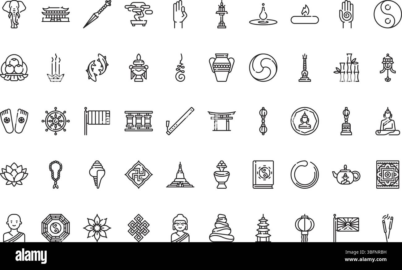 Icônes de bouddhisme icônes icône vectorielle simple. Modèle de conception de symbole d'illustration pour élément d'interface utilisateur mobile Web. Illustration de Vecteur