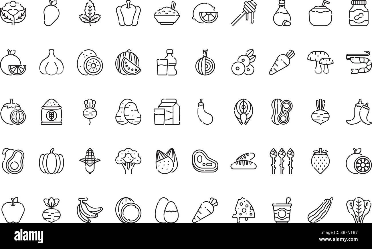 Icônes de nourriture saine icônes icône vectorielle simple. Modèle de conception de symbole d'illustration pour élément d'interface utilisateur mobile Web. Illustration de Vecteur