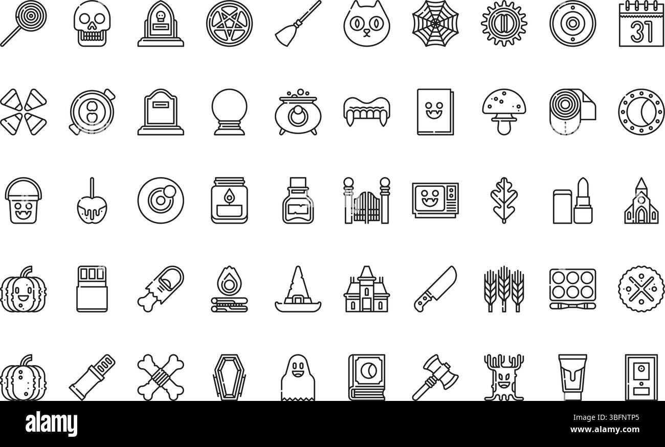 Icônes d'Halloween icônes icône vectorielle simple. Modèle de conception de symbole d'illustration pour élément d'interface utilisateur mobile Web. Illustration de Vecteur