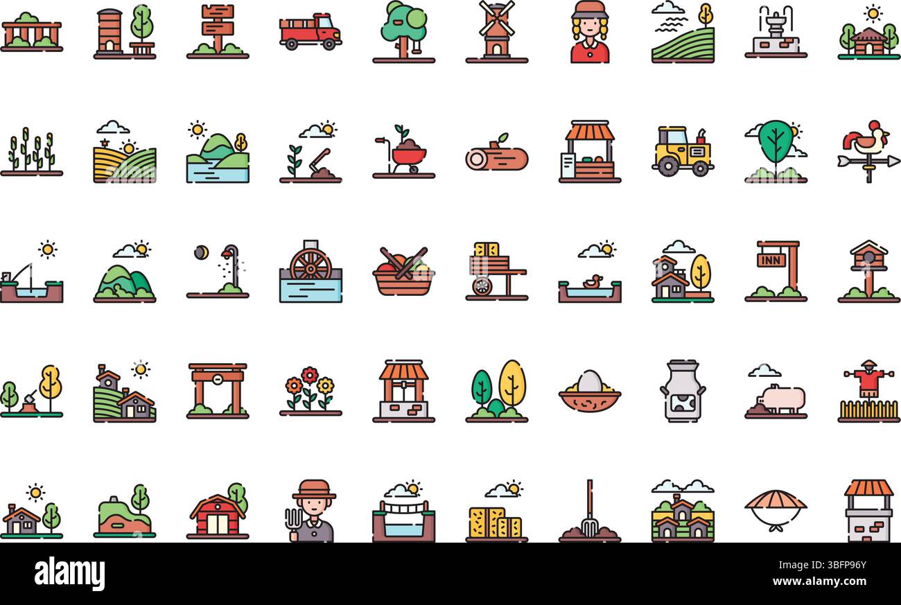 Dans les icônes du village icônes icône vectorielle simple. Modèle de conception de symbole d'illustration pour élément d'interface utilisateur mobile Web. Illustration de Vecteur