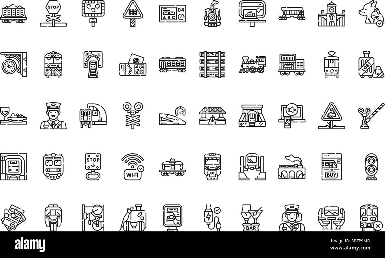 Icônes de chemin de fer icônes icône vectorielle simple. Modèle de conception de symbole d'illustration pour élément d'interface utilisateur mobile Web. Illustration de Vecteur