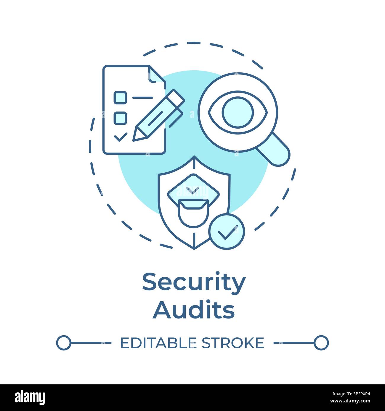 Icône de concept bleu des audits de sécurité Illustration de Vecteur