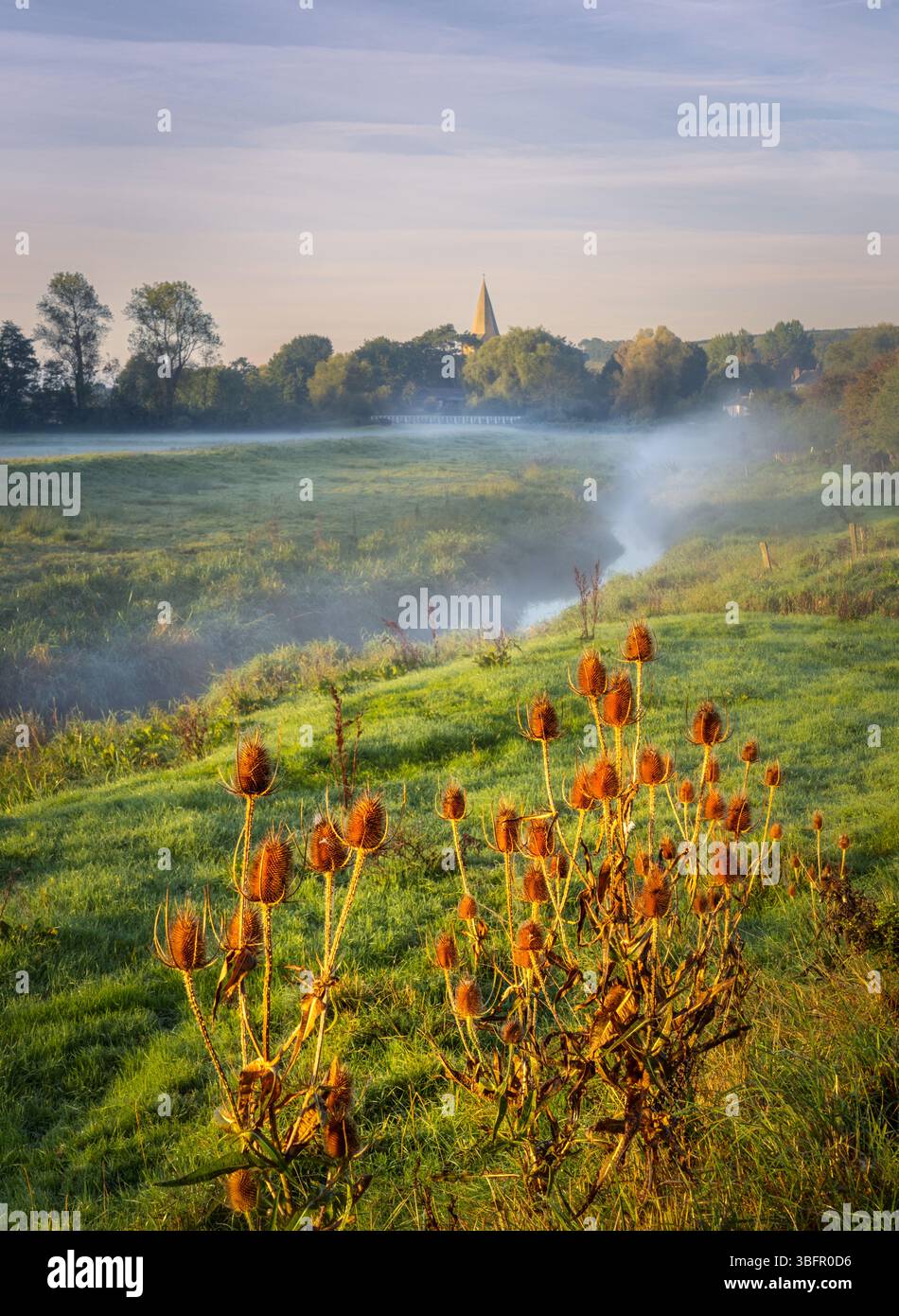 Alfriston brumeuse aube Banque D'Images