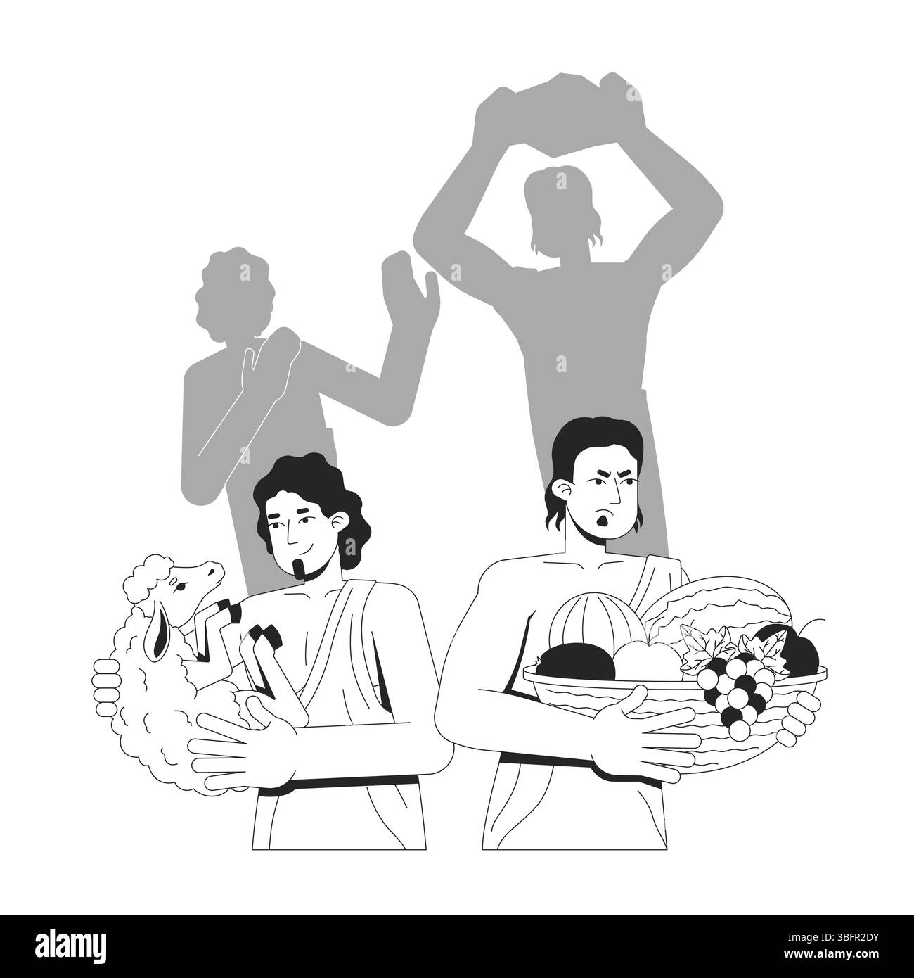 Concept d'illustration de ligne de Caïn et Abel Illustration de Vecteur