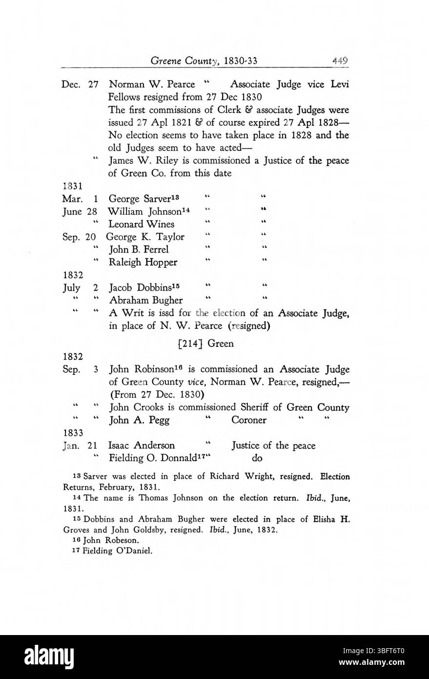 La page 461 donne un compte rendu des premières activités du gouvernement de l'État de l'Indiana, telles que les décisions des gouverneurs et les textes de politiques. Banque D'Images