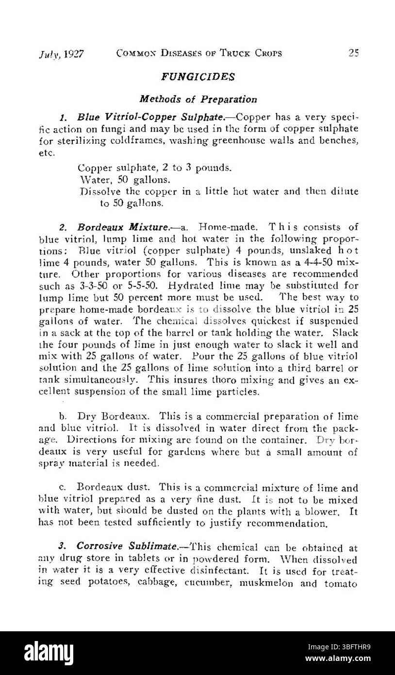 Dans cette section, la publication de 1927 fournit de plus amples informations sur les maladies courantes des plantes affectant les cultures de camions du Colorado, y compris les stratégies efficaces de gestion des maladies et leur rôle dans la protection des cultures et l'amélioration du rendement. Banque D'Images