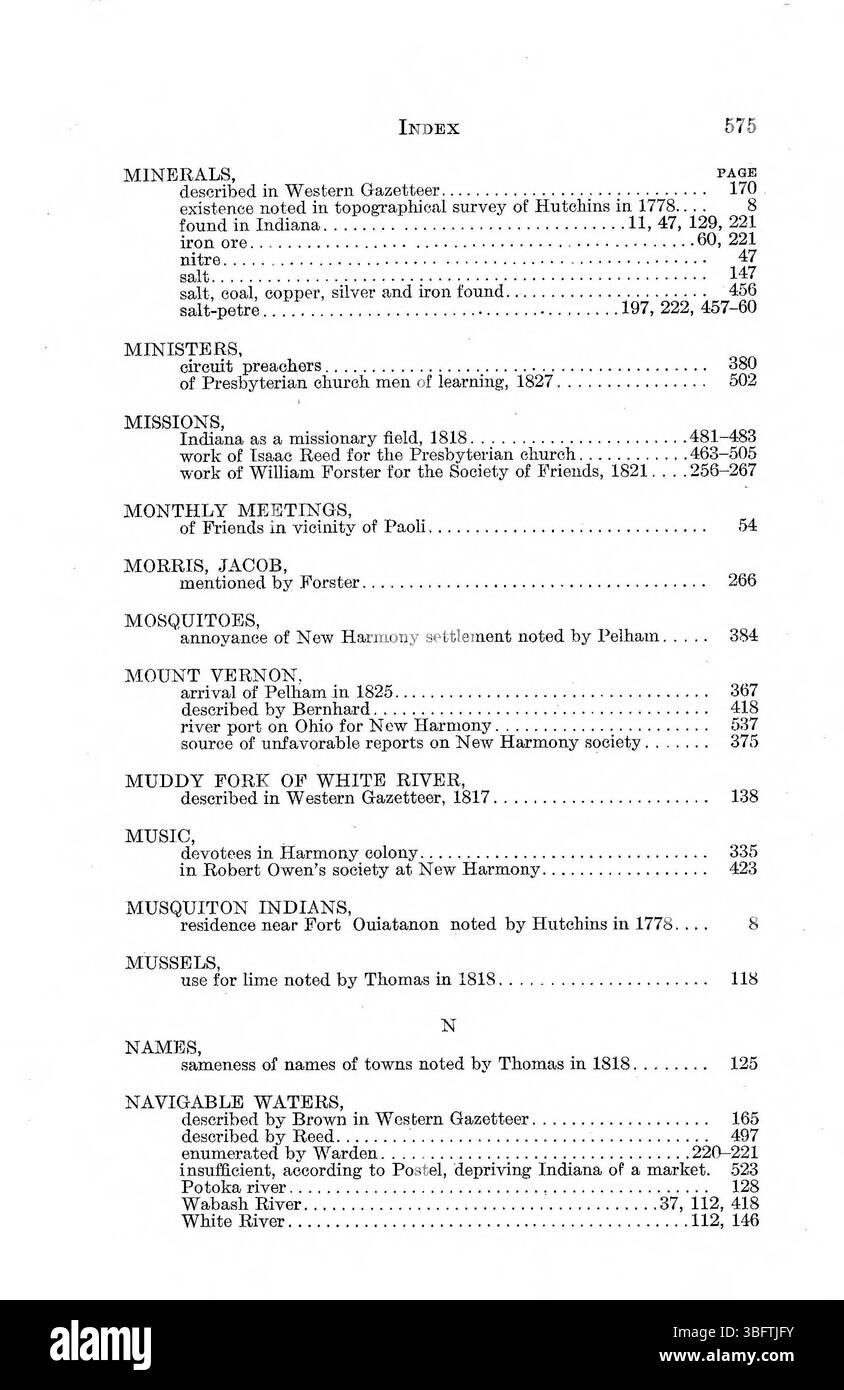 Ce travail de 1916 rassemble les premiers récits de voyages détaillant la géographie, le climat et le développement de l'Indiana. Il comprend des écrits de voyageurs comme Bradbury et Thomas, qui racontent leurs voyages à travers l'ouest des États-Unis et fournissent un aperçu des conditions environnementales et de la vie des colonies de peuplement de la région. Banque D'Images Ce travail de 1916 rassemble les premiers récits de voyages détaillant la géographie, le climat et le développement de l'Indiana. Il comprend des écrits de voyageurs comme Bradbury et Thomas, qui racontent leurs voyages à travers l'ouest des États-Unis et fournissent un aperçu des conditions environnementales et de la vie des colonies de peuplement de la région. Banque D'Images