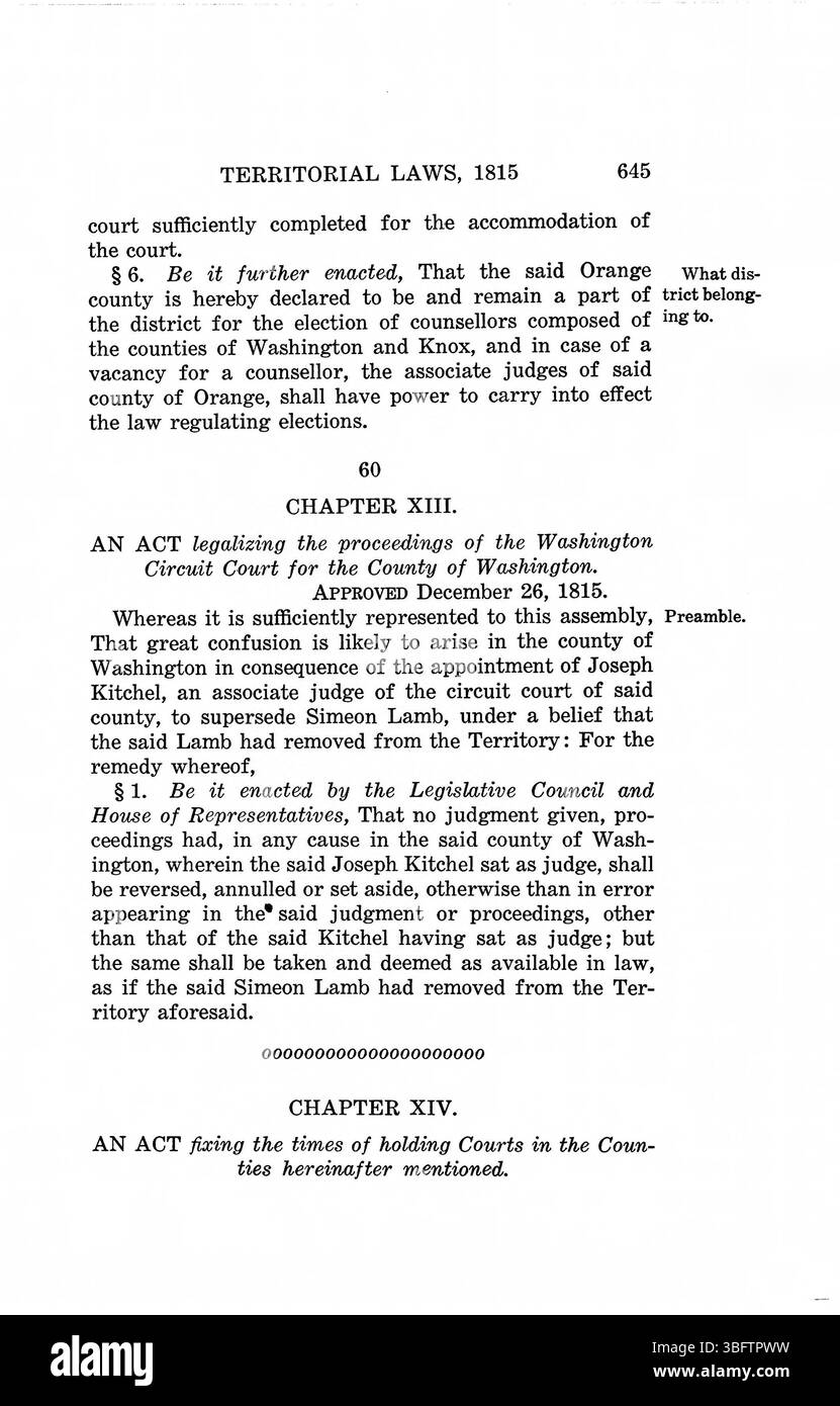 La page 659 de l'édition de 1934 de "Laws of Indiana Territory (1809-1816)" couvre les actes législatifs et les décisions critiques, mettant l'accent sur les lois fondamentales qui régissaient le territoire de l'Indiana et préparaient le terrain pour son futur État. Banque D'Images
