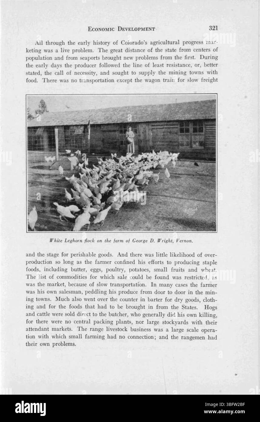 Cette section se concentre sur le rôle de l’agriculture dans le façonnement de l’économie des débuts du Colorado, en particulier grâce à la croissance des industries de l’agriculture et de l’élevage. Il présente des recherches de D.W. Working et des contributions de membres du corps professoral, ainsi que le timbre en relief de Perry S. Fritz. Banque D'Images