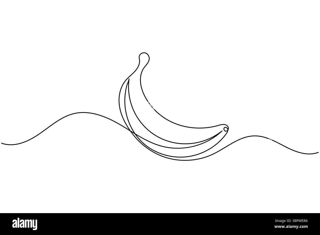 Banane fruit dessin continu d'une ligne et style minimaliste isolent l'icône vectorielle de contour Illustration de Vecteur