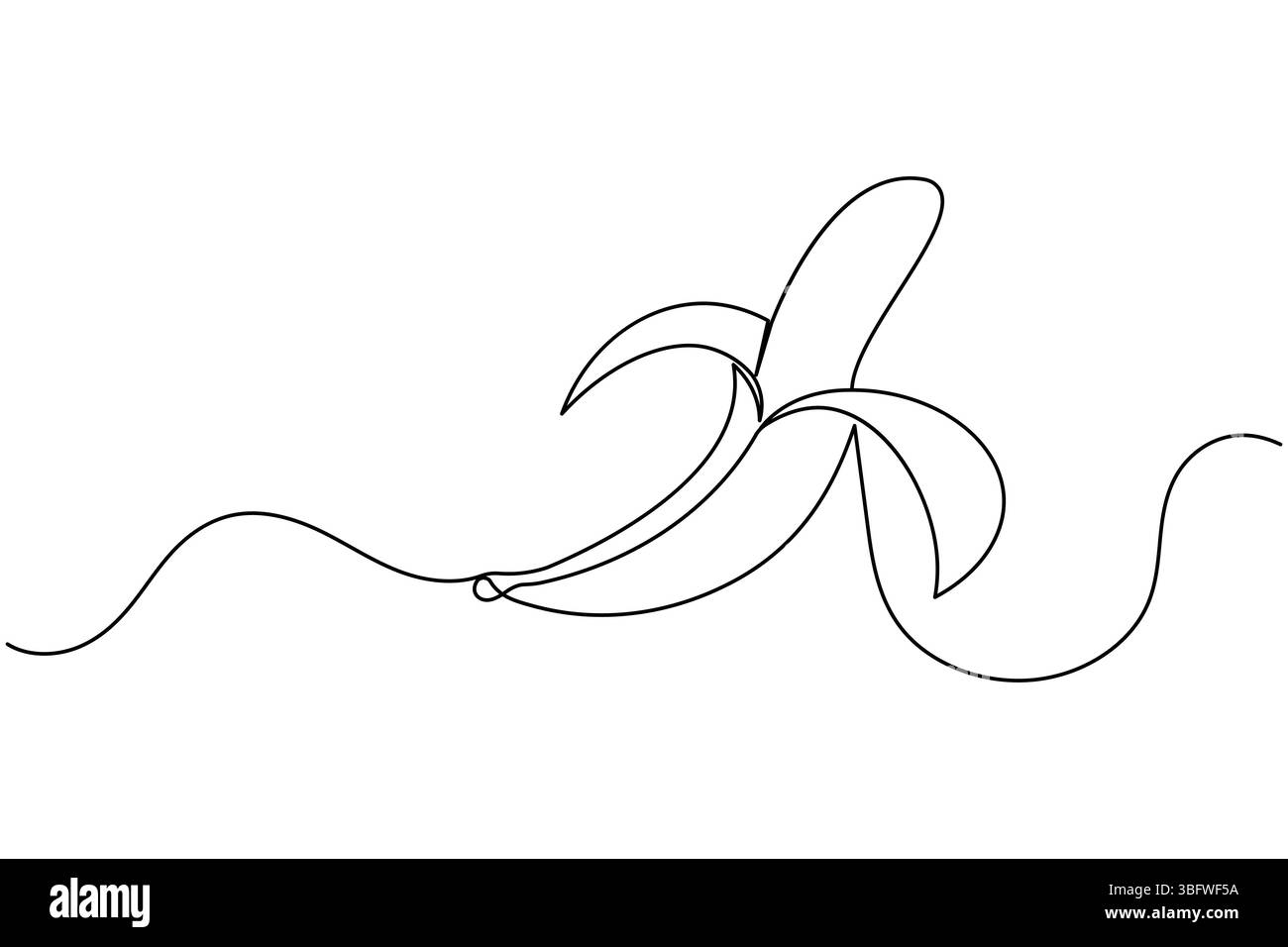 Banane fruit dessin continu d'une ligne et style minimaliste isolent l'icône vectorielle de contour Illustration de Vecteur