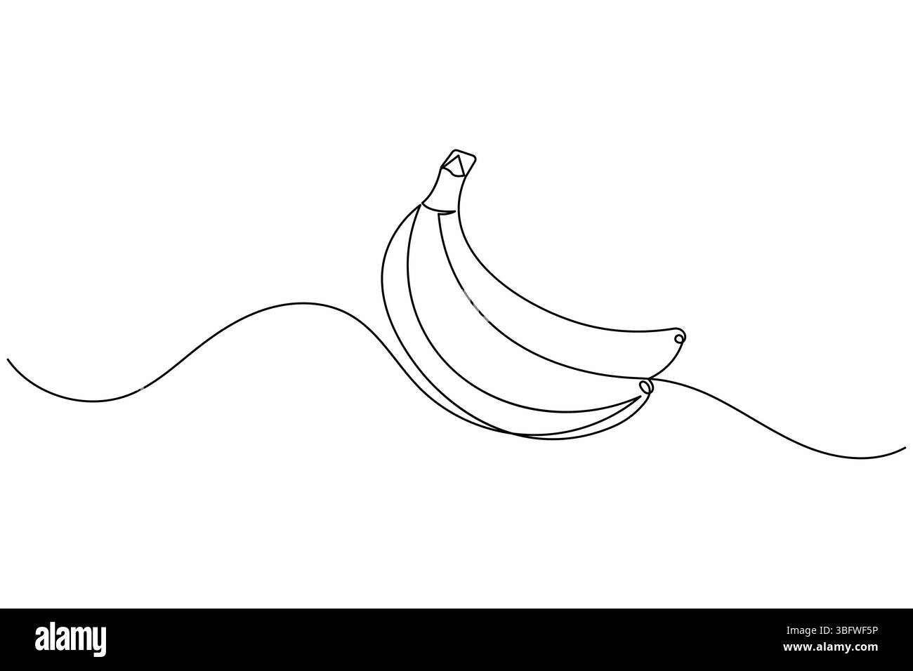 Banane fruit dessin continu d'une ligne et style minimaliste isolent l'icône vectorielle de contour Illustration de Vecteur