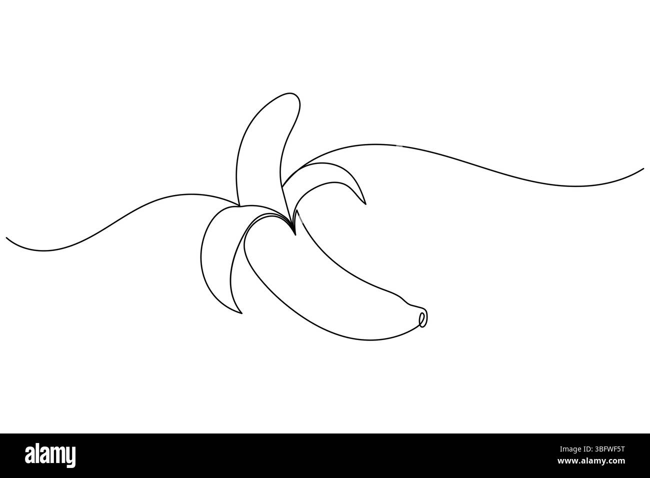 Banane fruit dessin continu d'une ligne et style minimaliste isolent l'icône vectorielle de contour Illustration de Vecteur