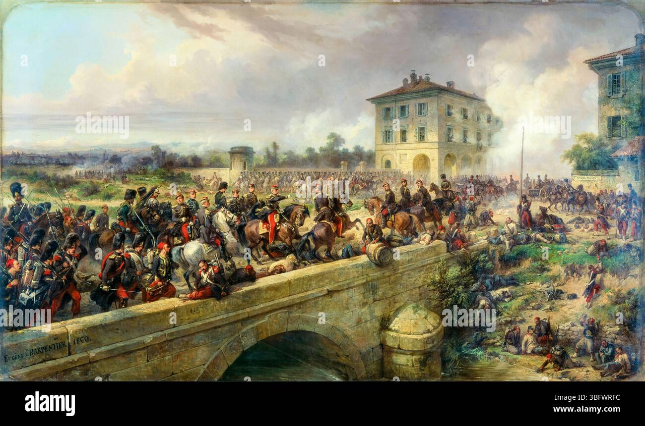 La Garde Impériale en magenta, 4 juin 1859, peinture à l'huile sur toile par Eugène-Louis Charpentier, 1860 Banque D'Images