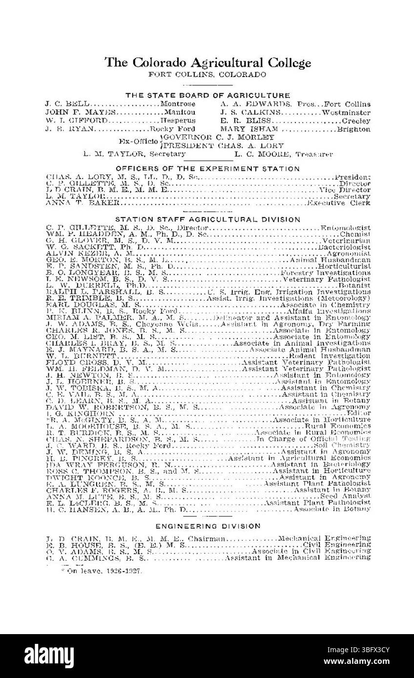 Ce document de 1926 identifie et discute trois mauvaises herbes vivaces clés qui menacent l'agriculture et les paysages naturels du Colorado. Les mauvaises herbes examinées sont reconnues pour leur ténacité et leur résilience dans les écosystèmes locaux, où elles surpassent les espèces indigènes et dégradent la santé des sols. Banque D'Images