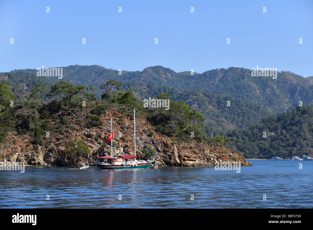 Fethiye, Mugla, Turquie. Yacht dans le port de Fethiye Banque D'Images