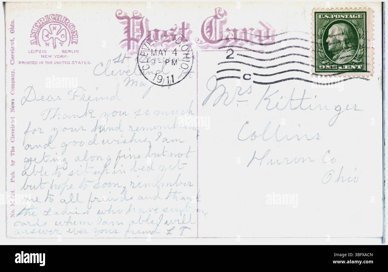 Une vue de 1911 du Charity Hospital à Cleveland, Ohio, capturée depuis le niveau de la rue. L'image montre le bâtiment de l'hôpital et la zone environnante. Banque D'Images