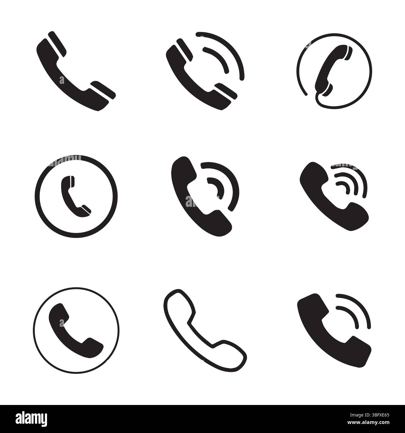 Icône d'appel téléphonique définie pour l'application mobile, le contact et l'interface utilisateur de communication Illustration de Vecteur