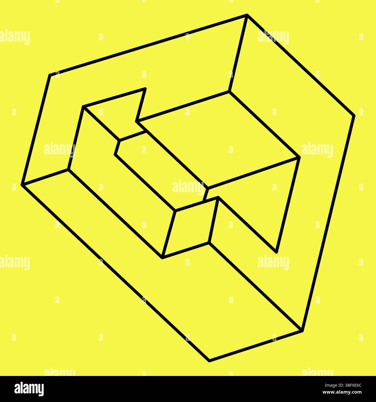 Forme impossible. Géométrie sacrée. Illusion d'optique. Objet géométrique éternel abstrait. Impossible contour sans fin. Objet géométrique impossible sur un Illustration de Vecteur