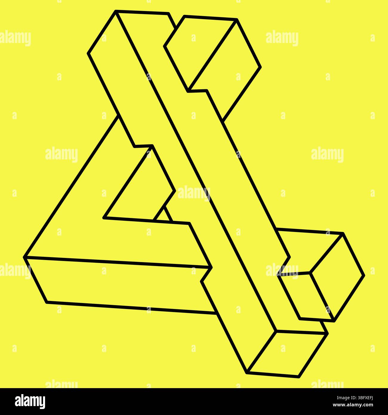 Formes impossibles. Figure de géométrie sacrée. Objet d'illusion optique. Objet géométrique éternel abstrait. Forme de contour sans fin impossible. Art optique Illustration de Vecteur