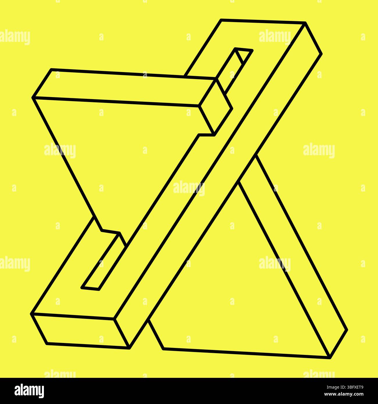 Formes impossibles. Géométrie sacrée. Illusion d'optique. Objet géométrique éternel abstrait. Impossible contour sans fin. Op Forme géométrique impossible Illustration de Vecteur