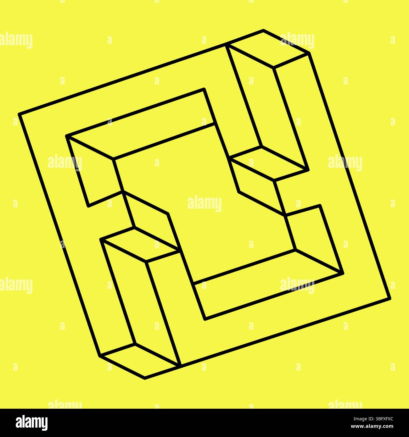 Formes impossibles. Géométrie sacrée. Figure d'illusion d'optique. Objet géométrique éternel abstrait. Forme de contour sans fin impossible. Op Impossible Illustration de Vecteur