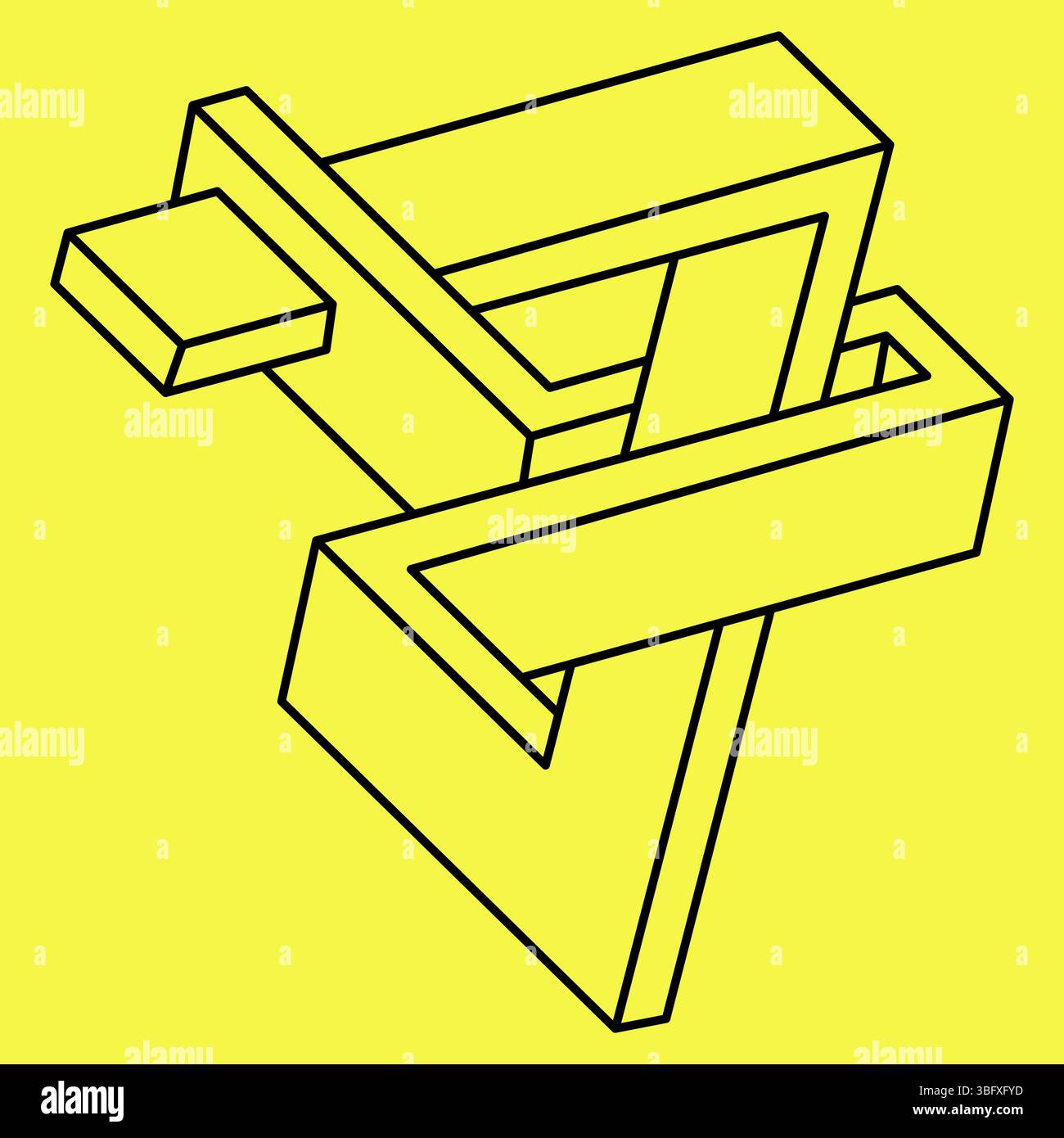 Forme impossible. Géométrie sacrée. Figure d'illusion d'optique. Objets géométriques éternels abstraits. Forme de contour sans fin impossible. Op Impossible Illustration de Vecteur