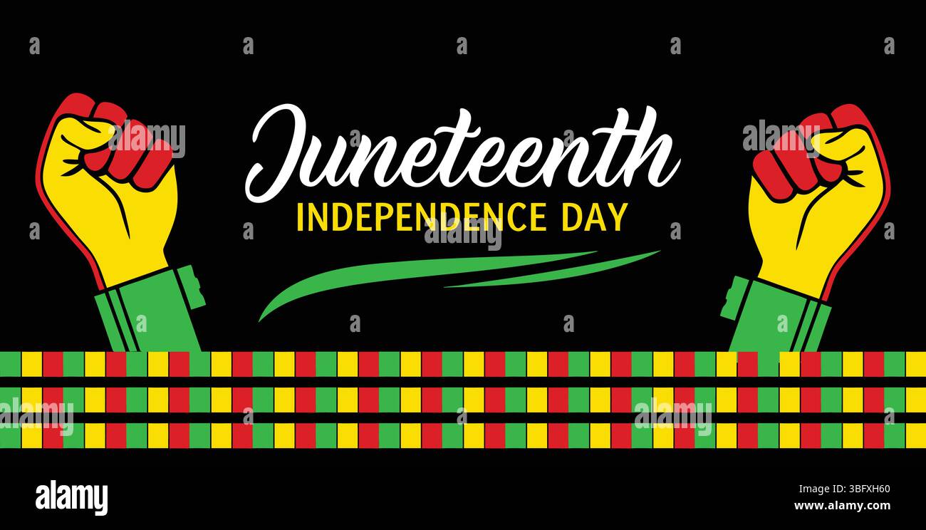 Célébrez le jour de l'indépendance avec de puissants poings levés et des couleurs panafricaines éclatantes Illustration de Vecteur